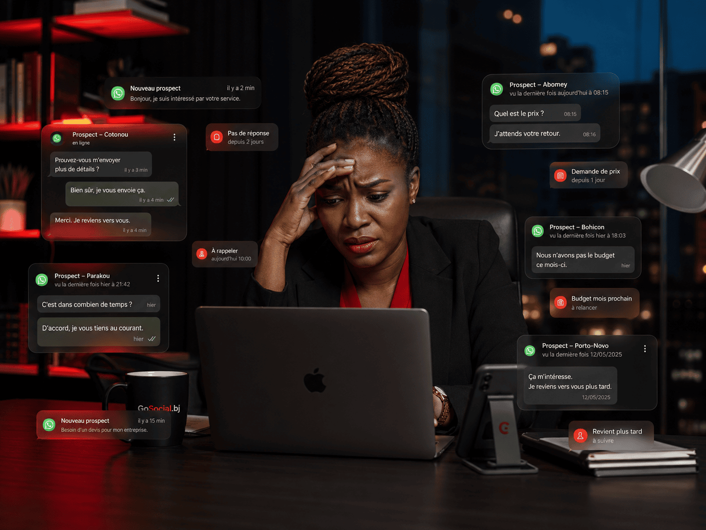 Suivi commercial sous pression après des messages WhatsApp sans réponse